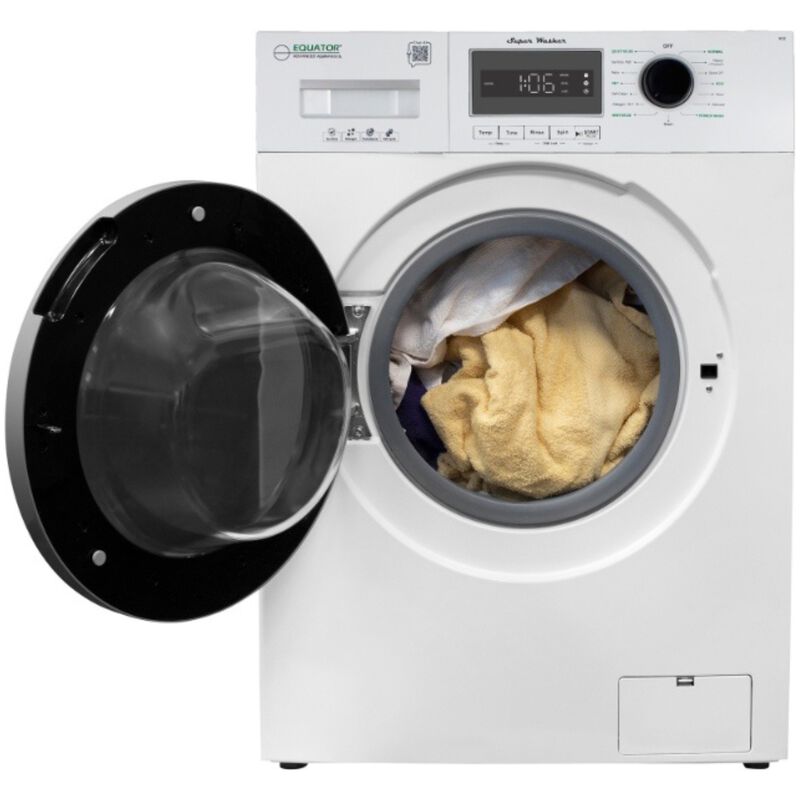 Equator Compact 24 in. 1.57 cu. ft. Stackable Front Load Washer with Pet & Sanitize Cycle - White, , hires