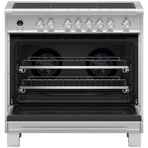Fisher & Paykel Series 9 Classic 36 in. 4.9 cu. ft. Dual Convection Electric Range with 5 Induction Burners - Stainless Steel, , hires