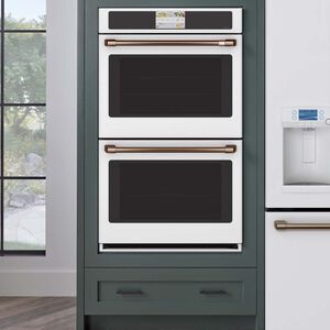 Cafe Professional Series 30 in. 10 cu. ft. Smart Top Control Electric Double Wall Oven with True European Convection - Matte White, Matte White, hires
