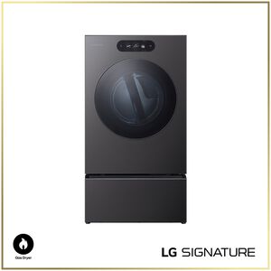 LG SIGNATURE 29 in. 9.0 cu. ft. Smart Stackable Gas Dryer with Built-In Intelligence, TurboSteam, AI Sensor Dry & Sanitize Cycle - Brushed Black Steel, , hires