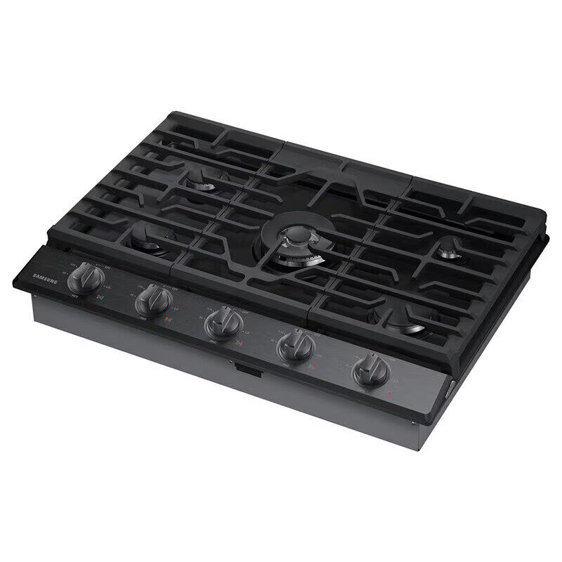 Samsung 30 in. 5-Burner Smart Natural Gas Cooktop with Griddle, Simmer Burner & Power Burner - Black Stainless, Black Stainless, hires