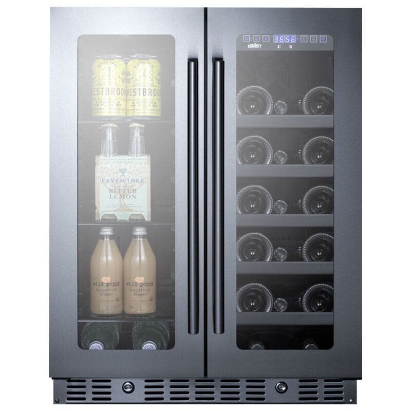 Summit 24 in. Undercounter Wine Cooler with Glass & Wood Racks, Dual Temperature Zones & 21 Bottle Capacity - Stainless Steel, , hires