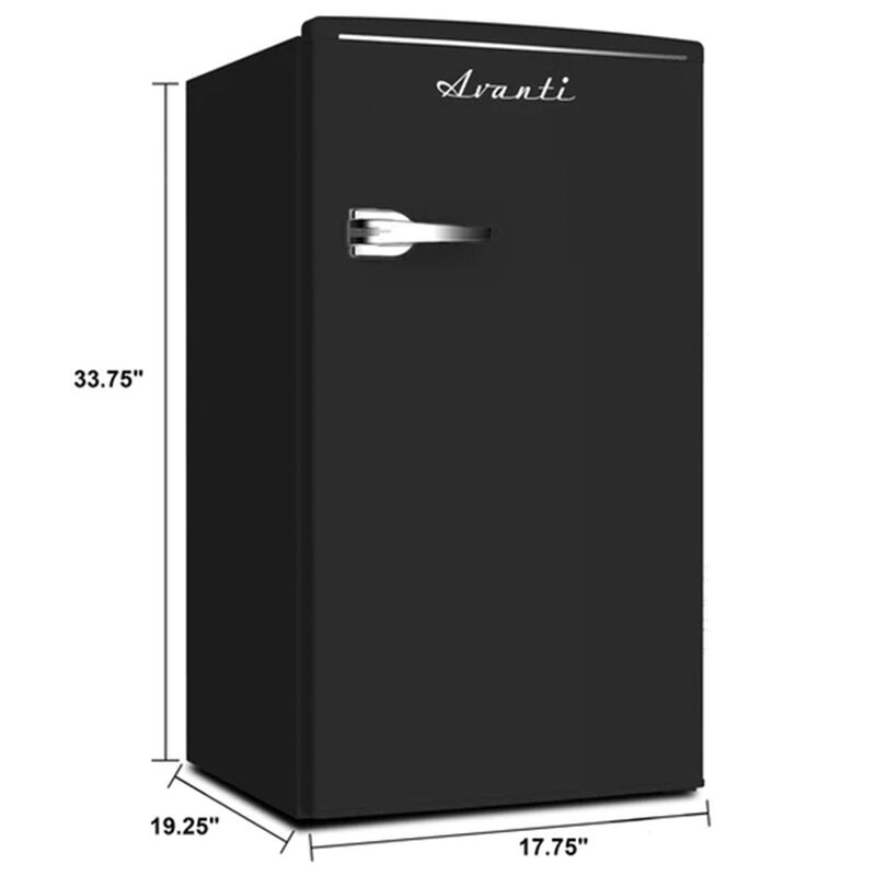Avanti Retro Series 18 in. 3.1 cu. ft. Mini Fridge with Freezer Compartment - Black, Black, hires