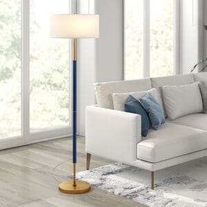 Hudson & Canal Simone Blue and Brass 2-Bulb Floor Lamp, , hires