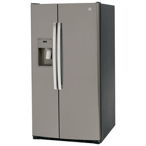 GE 36 in. 25.3 cu. ft. Side by Side Refrigerator with Ice & Water Dispenser - Fingerprint Resistant Slate, Slate, hires
