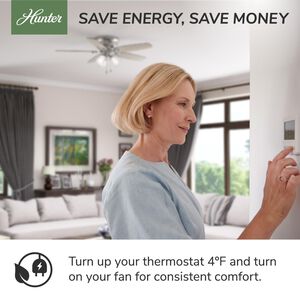 Hunter 52 in. Georgetown Energy Star HunterExpress Ceiling Fan with LED Light Kit & Handheld Remote - Brushed Nickel, , hires