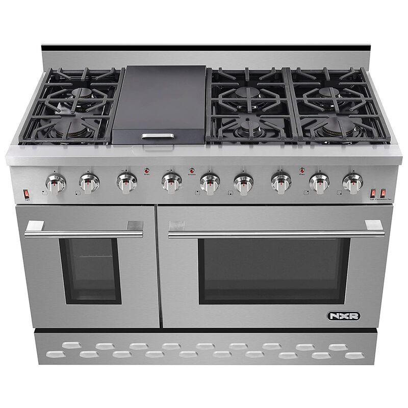 NXR 48 in. 7.2 cu. ft. Convection Double Oven Freestanding LP Gas Range with 6 Sealed Burners - Stainless Steel, , hires