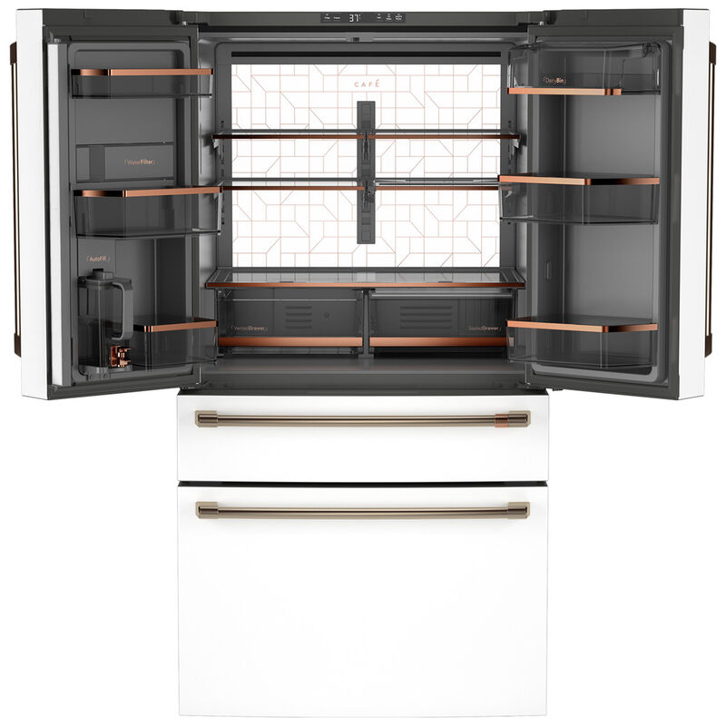 Cafe 36 in. 28.7 cu. ft. Smart 4-Door French Door Refrigerator with Internal Water Dispenser - Matte White, , hires
