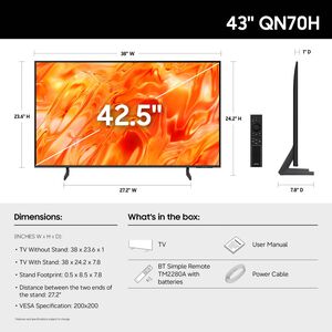 Samsung - 43" Class QN70H Neo QLED 4K UHD Smart Tizen TV, , hires