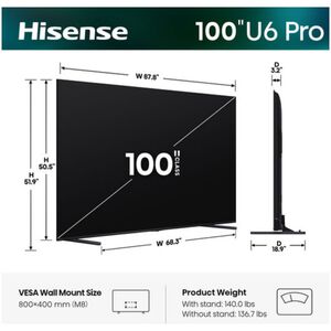 Hisense - 100" Class U6 Pro Series ULED Mini-LED 4K UHD Smart Fire TV, , hires