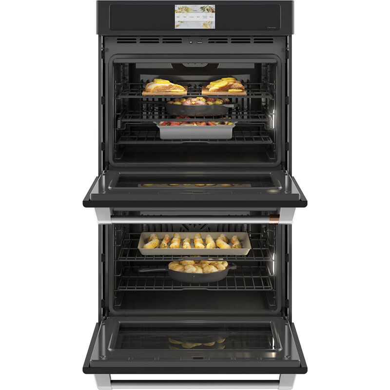 Cafe Professional Series 30" 10.0 Cu. Ft. Electric Double Smart Wall Oven with True European Convection & Self Clean - Matte Black, Matte Black, hires