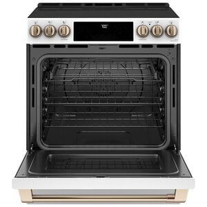 Cafe 30 in. 5.7 cu. ft. Smart Air Fry True European Convection Slide-In Electric Range with Smoothtop Burners - Matte White, Matte White, hires