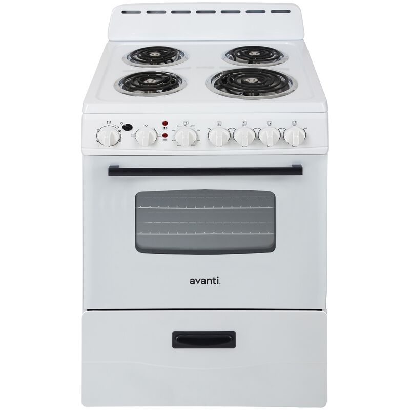 Avanti 24 in. 2.6 cu. ft. Electric Range with Coil Burners - White, , hires