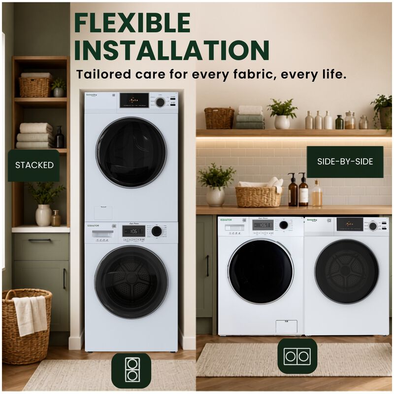 Equator Value 24 in. 2.47 cu. ft. Electric Front Load Laundry Center with Sensor Dry, Pet & Sanitize Cycle - White, , hires