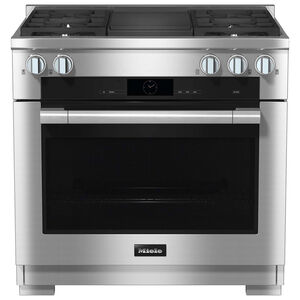 Miele 36 in. 5.8 cu. ft. Smart Convection Oven Freestanding Dual Fuel Range with 4 Sealed Burners & Grill - Clean Touch Steel, , hires