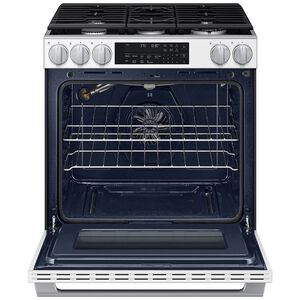 Samsung Bespoke 30 in. 6.0 cu. ft. Smart Air-Fry True European Convection Slide-In Gas Range with 5 Sealed Burners & Griddle - White Glass, White Glass, hires
