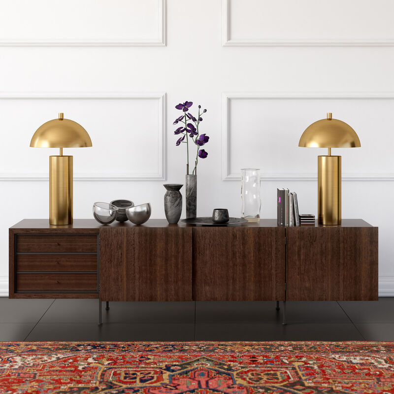 Hudson & Canal York 27" Tall Table Lamp with Metal Shade - Brass, , hires