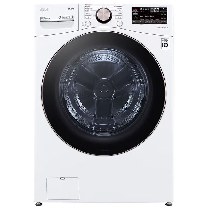 LG 27 in. 4.5 cu. ft. Smart Stackable Front Load Washer with TurboWash 360, Sanitize & Steam Wash Cycle - White, White, hires