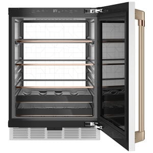 Cafe 24 in. 5.1 cu. ft. Built-In/Freestanding Beverage Center with Pull-Out Shelves & Digital Control - Matte White, Matte White, hires