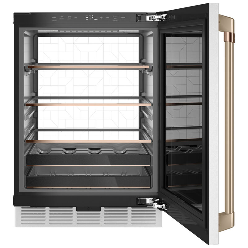 Cafe 24 in. 5.1 cu. ft. Built-In/Freestanding Beverage Center with Pull-Out Shelves & Digital Control - Matte White, Matte White, hires
