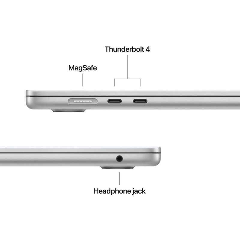Apple MacBook Air (2025) 15.3 in. Notebook with Apple Intelligence, Apple M4 10-Core CPU, 10-Core GPU, 24 GB RAM, 512 GB SSD, up to 18 Hrs. of Battery Life & Mac OS - Silver, , hires
