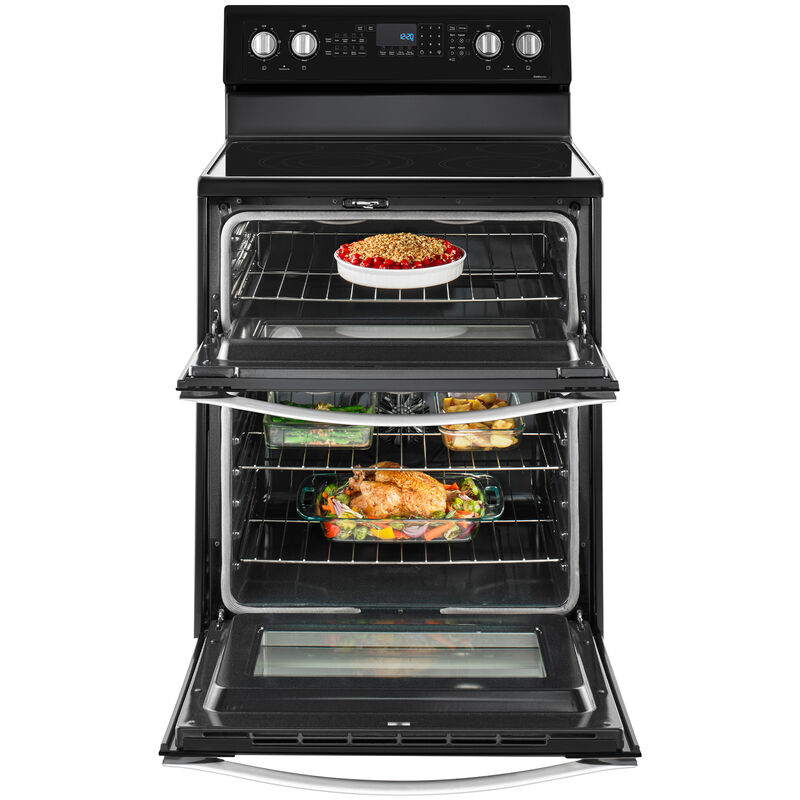 Whirlpool 30 in. 6.7 cu. ft. Convection Double Oven Freestanding Electric Range with 5 Smoothtop Burners - Black Ice, Black Ice, hires