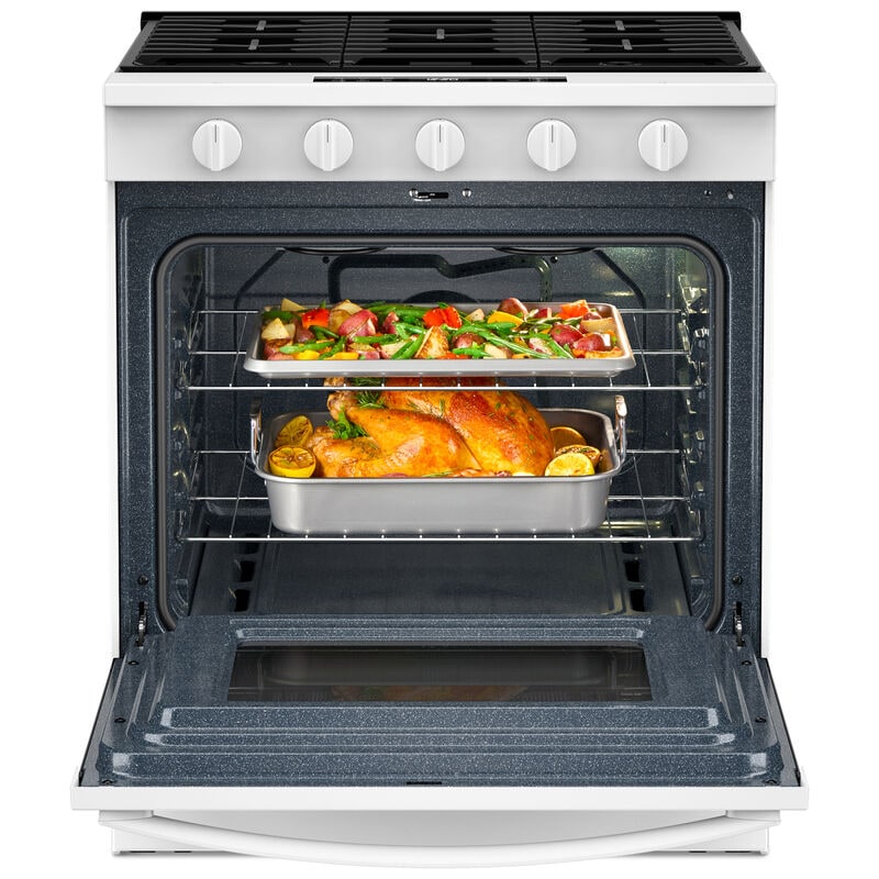 Whirlpool 30 in. 5.0 cu. ft. Smart Air-Fry Standard Convection Slide-In Gas Range with 5 Sealed Burners - White, , hires