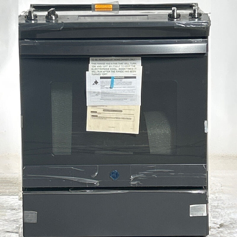 GE 30 in. 5.3 cu. ft. Oven Slide-In Electric Range with 4 Smoothtop Burners - Black Slate (Open Box Excellent Condition), , hires