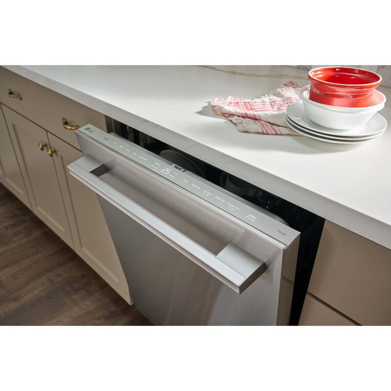 LG 24 in. Top Control Smart Dishwasher with 46 dBA Sound Level, 3rd Rack, QuadWash Pro & Dynamic Heat Dry - PrintProof Stainless Steel, , hires