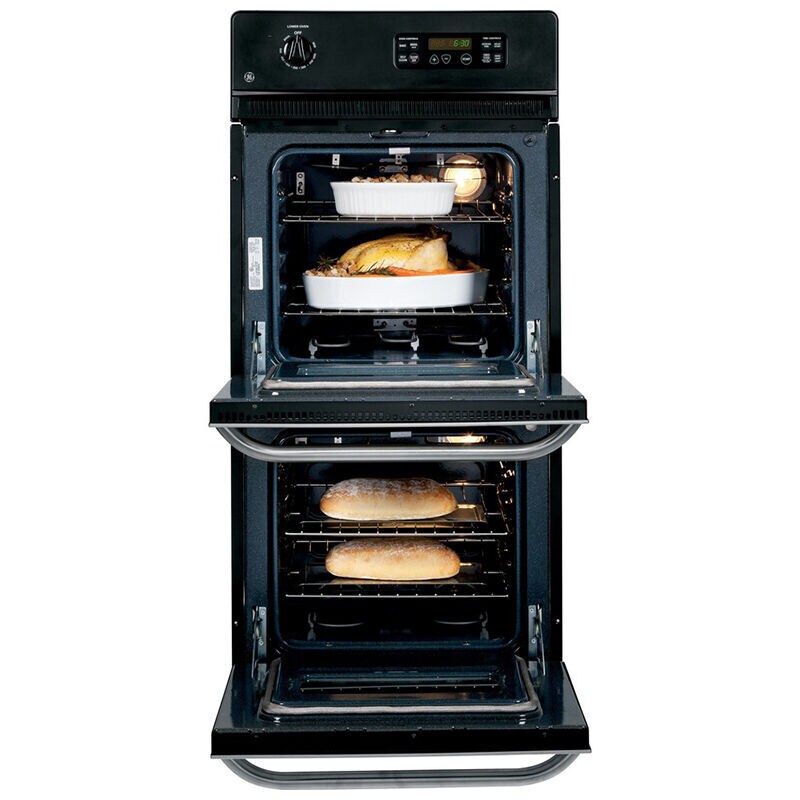 GE 24 in. 5.4 cu. ft. Top Control Electric Double Wall Oven - Black, Black, hires