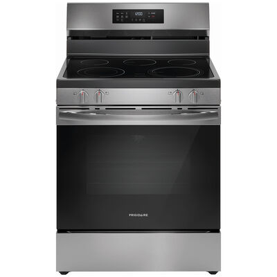 Frigidaire 30 in. 5.3 cu. ft. Air Fry Convection Oven Freestanding Electric Range with 5 Smoothtop Burners - Stainless Steel | FCRE3083AS