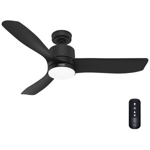 Hunter 52 in. Bolsa Damp Rated Ceiling Fan with LED Light Kit & Handheld Remote - Matte Black, Matte Black, hires