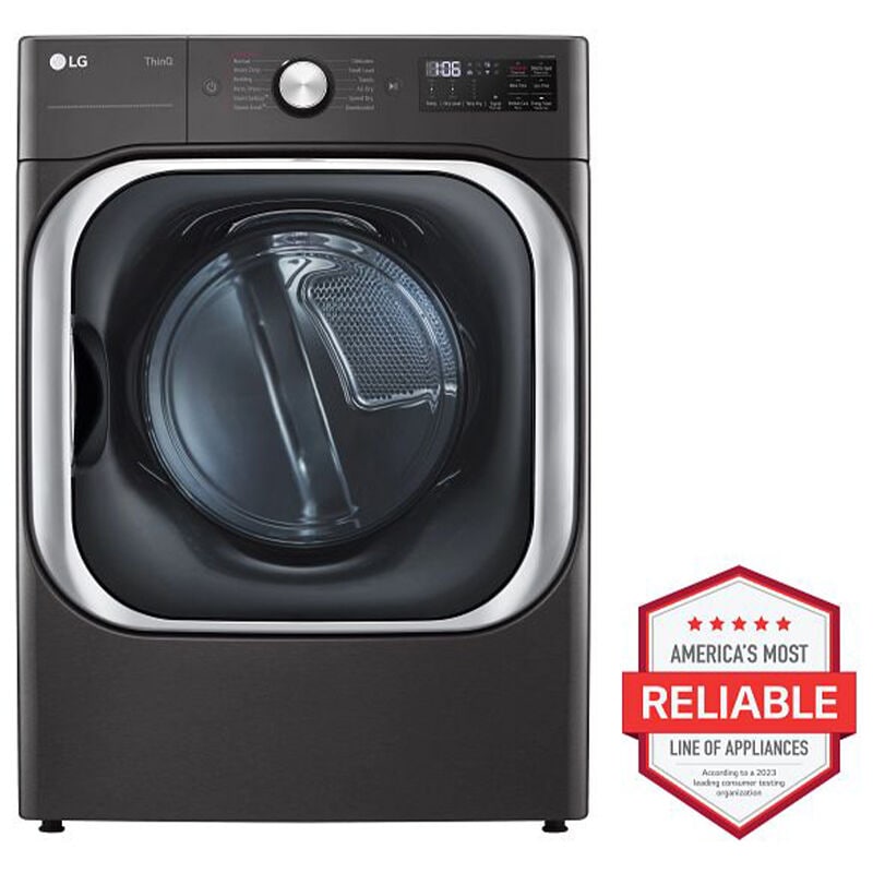 LG 29 in. 9.0 cu. ft. Smart Stackable Gas Dryer with Built-In Intelligence, TurboSteam Technology & Sensor Dry - Black Steel, Black Steel, hires