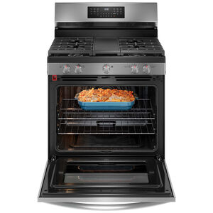 Frigidaire Gallery 30 in. 5.1 cu. ft. Air Fry Standard Convection Steam Gas Range with 5 Sealed Burners & Griddle - Stainless Steel, , hires