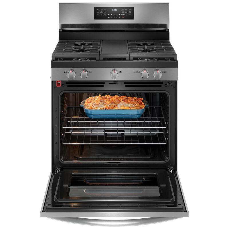 Frigidaire Gallery 30 in. 5.1 cu. ft. Air Fry Standard Convection Steam Gas Range with 5 Sealed Burners & Griddle - Stainless Steel, , hires