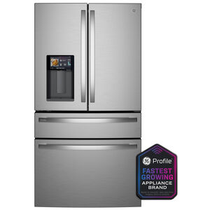 GE Profile 36 in. 22.4 cu. ft. Smart Counter Depth 4-Door French Door Refrigerator with Ice & Water Dispenser - Fingerprint Resistant Stainless, , hires