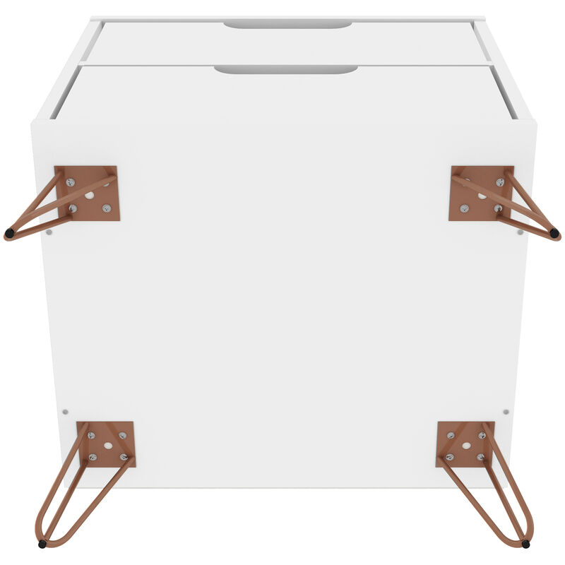 Manhattan Comfort Rockefeller Mid-Century Modern 2-Drawer Nightstand White, White, hires