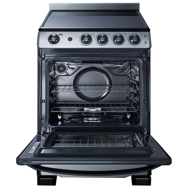 Summit White Pearl Series 24 in. 2.9 cu. ft. Slide-In Electric Range with Smoothtop Burners - Stainless Steel, , hires