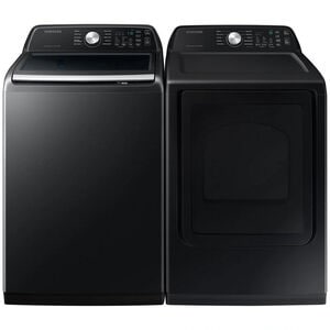Samsung 27 in. 7.4 cu. ft. Smart Electric Dryer with Sanitize Cycle & Sensor Dry - Brushed Black, Brushed Black, hires