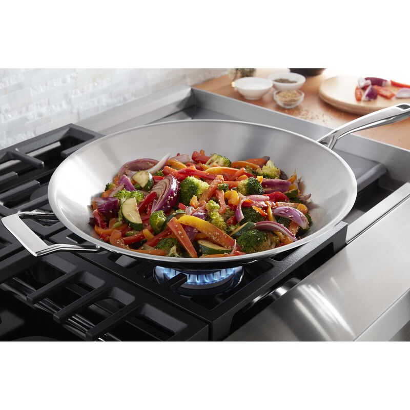 KitchenAid 48 in. 6-Burner Natural Gas Rangetop with Griddle & Simmer - Stainless Steel, , hires