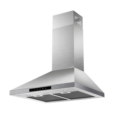 Sharp 24 in. Chimney Style Range Hood with 3 Speed Settings, Convertible Venting & 2 LED Lights - Stainless Steel | SHC2432FS