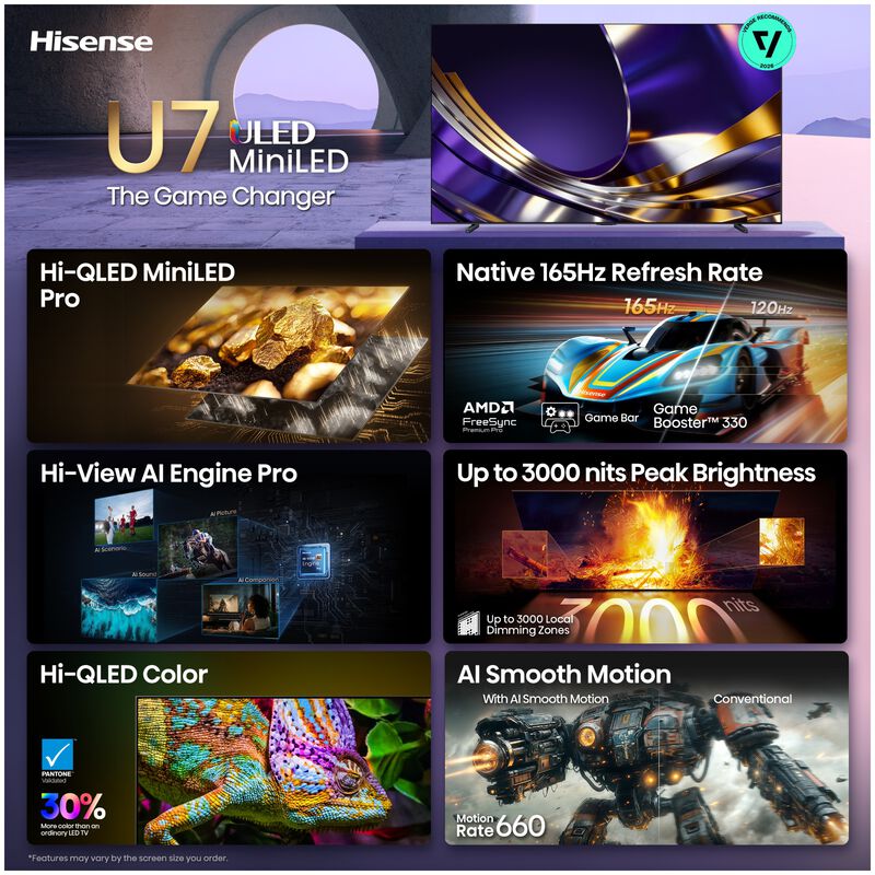 Hisense - 100" Class U7 Series ULED Mini-LED 4K UHD Smart Google TV, , hires
