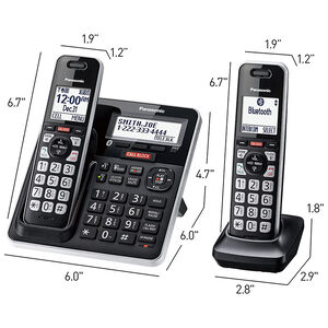 Panasonic Cordless Phone with Advanced Call Block, One-Ring Scam Alert, and 2-Way Recording with Answering Machine, 3 Handsets - Black, , hires