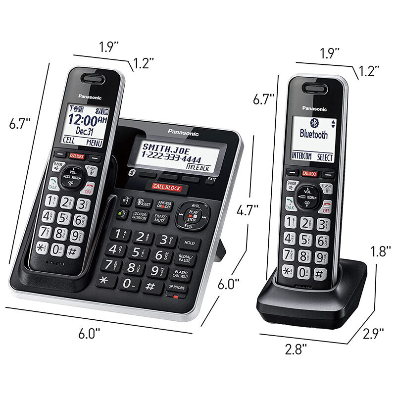 Panasonic Cordless Phone with Advanced Call Block, One-Ring Scam Alert, and 2-Way Recording with Answering Machine, 3 Handsets - Black, , hires