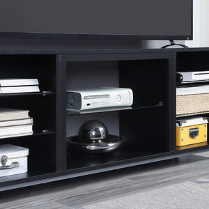 Manhattan Comfort Brighton 60" TV Stand with Glass Shelves & Media Wire Management - Onyx, , hires