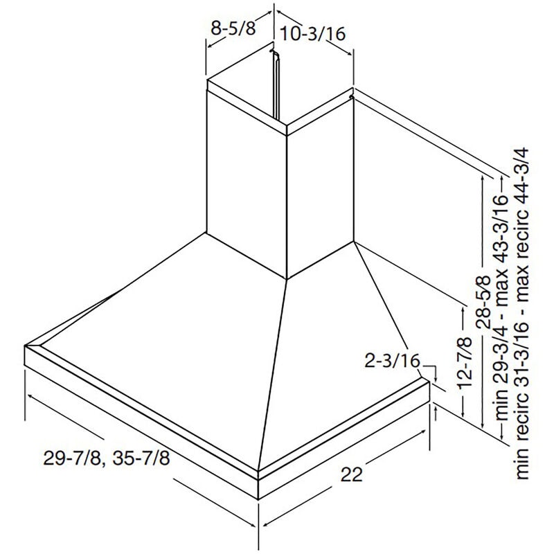 Best WCP1 Series 30 in. Smart Convertible Chimney Style Range Hood with 650 CFM, 4 Fan Speeds & 2 LED Lights - Stainless Steel, , hires
