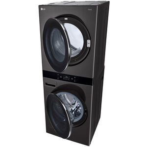 LG 27 in. 5.0 cu. ft. Smart Electric Front Load WashTower with AI Sensor Dry, TurboSteam, Allergiene Cycle, ezDispense, AI DD 2.0 Advanced Washing, Sensor Dry, Sanitize & Steam Cycle - Black Steel, , hires