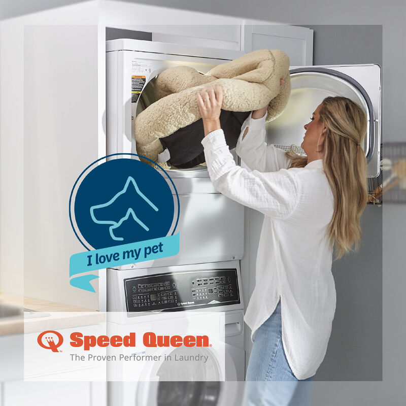 Speed Queen 27 in. 3.5 cu. ft. Gas Front Load Laundry Center with Pet Plus Flea Cycle, Sensor Dry, Sanitize with Oxi & Steam Cycle - White, White, hires