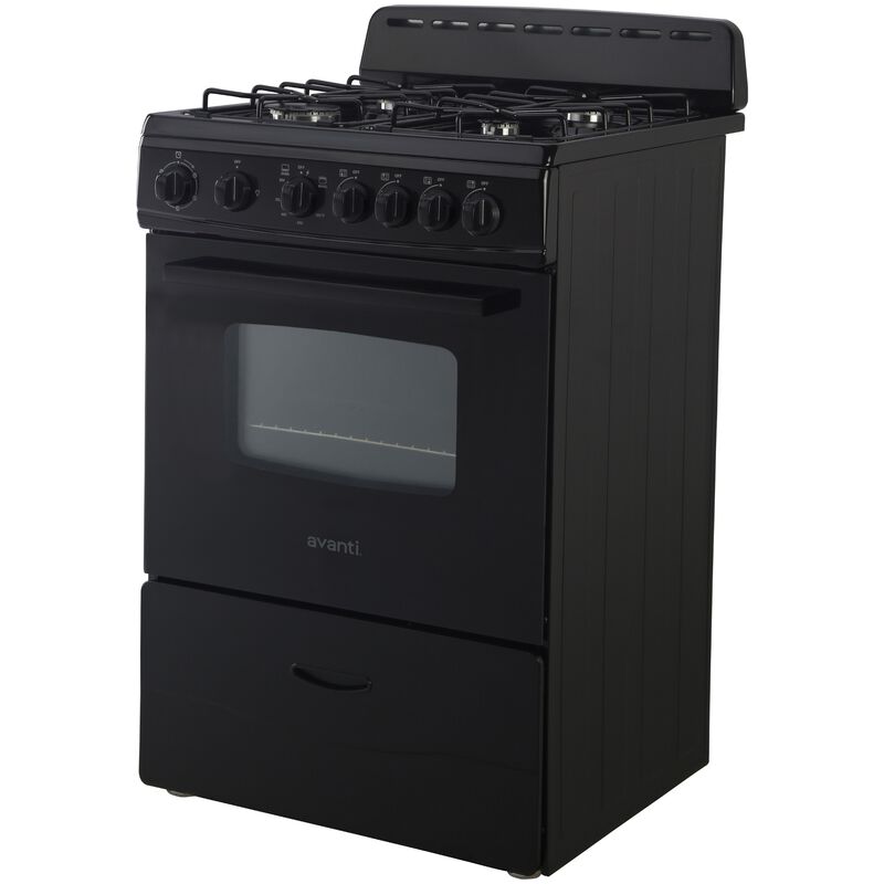 Avanti 24 in. 2.6 cu. ft. Gas Range with 4 Sealed Burners - Black, , hires