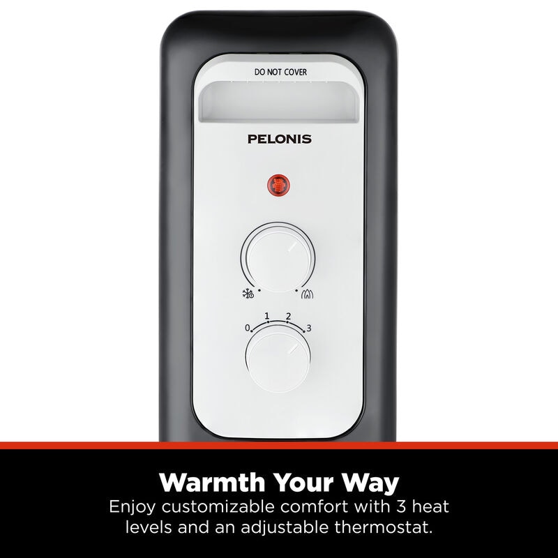 Pelonis 1500 W Radiant Space Heater with 3 Heat Settings & Overheat Safety Shut-Off - Black, , hires